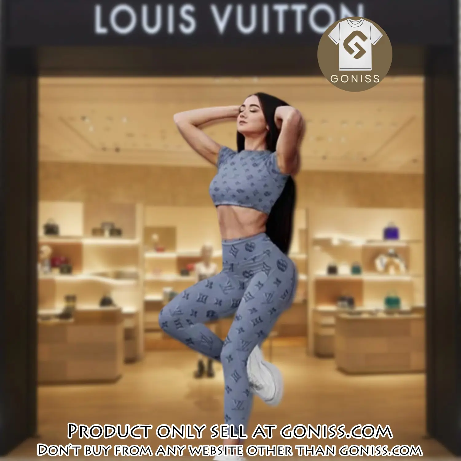 Louis vuitton sportwear combo luxury crop top tshirt and legging for women ctl1001 gn0818663